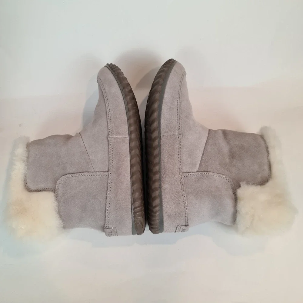 Sorel Out N About Bootie Gray Suede Faux Fur Winter Boots Womens 9 NL3073-061